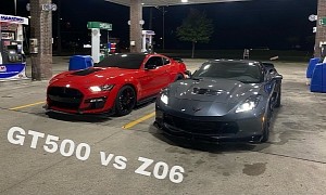 2020 Ford Mustang Shelby GT500 Races Corvette Z06, Check Engine Light Shows Up