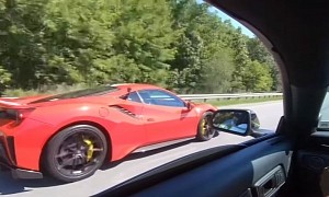 Modded 2020 Ford Mustang Shelby GT500 Races Ferrari 488 Pista, Fight Gets Brutal