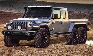 2020 Jeep Gladiator Pickup Truck Rendered As 6x6 Conversion