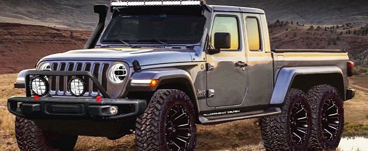 2020 Jeep Gladiator Pickup Truck Rendered As 6x6 Conversion - autoevolution