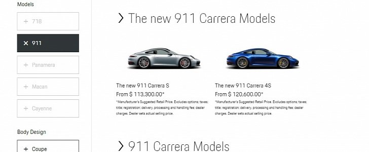 2020 Porsche 911 U.S. lineup
