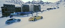 2020 Porsche 911 Hits Ski Slope with Macan, Goes Drifting