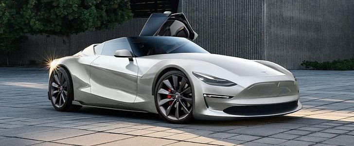 2020 Tesla Roadster Rendered As The Open Top Supercar Elon Musk Twitter Teased Autoevolution