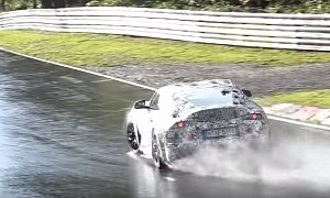 2020 Toyota Supra Drifting on Wet Nurburgring Looks Like a Missile