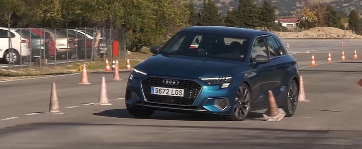 2021 Audi A3 Fails Moose Test, Understeers and Eats Some Cones