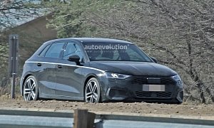 2021 Audi A3 Spied Uncamouflaged, Has Big Grille and Q8 Headlights