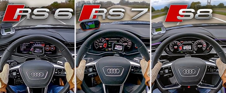 2021 Audi RS6 vs. RS7 vs. S8: Autobahn German V8 Acceleration Battle