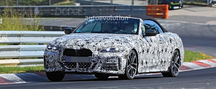 2021 BMW 4 Series Convertible Spied Track-Testing, Boasts Giant Kidney Grilles