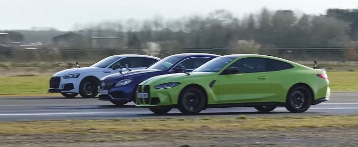 2021 BMW M4 Challenges the Audi RS5 and Mercedes-AMG C63 to Another Drag Race