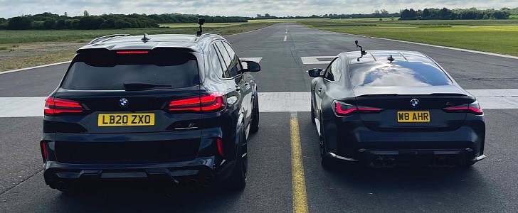 2021 BMW M4 Competition Takes on BMW X5 M, Drag Race Is Brutal