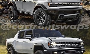 2021 Ford Bronco and GMC Hummer EV Swap Faces and It Looks Hilarious