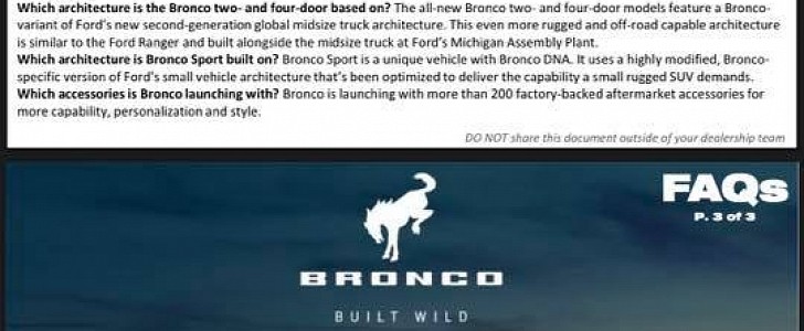 2021 Ford Bronco dealer document