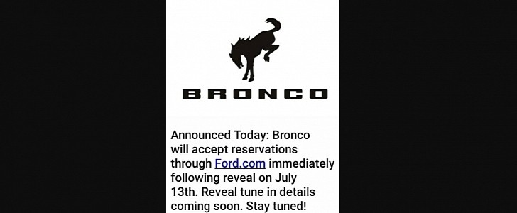 2021 Ford Bronco reservations announcement
