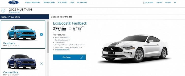 2021 Ford Mustang Configurator 