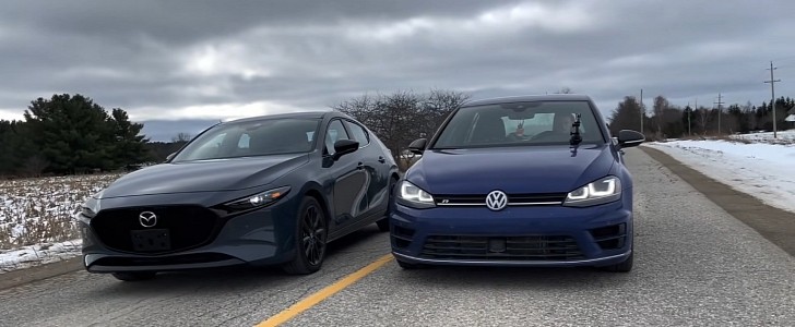 2021 Mazda3 2.5 Turbo Takes on Golf R in Drag Race, DSG Makes a Difference