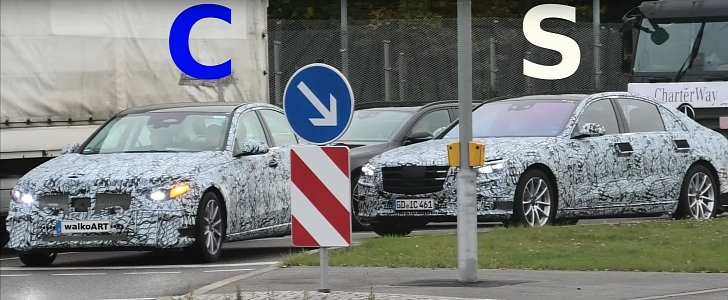 2021 Mercedes C-Class and S-Class Spied Together, Show Similarities