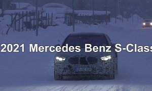 2021 Mercedes S-Class Shows Rear Wheel Steering at Work During Winter Testing