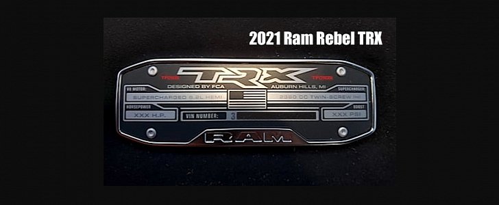 2021 Ram 1500 Rebel TRX VIN Plate