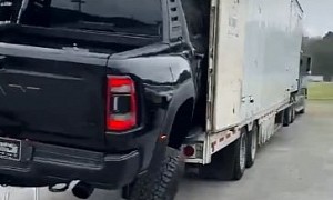 2021 Ram 1500 TRX Tries to Climb Into a Trailer, Almost Nails It