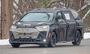 2021 Toyota Sienna Spied Testing in Detroit: Looks Like a Bigger Modern Minivan