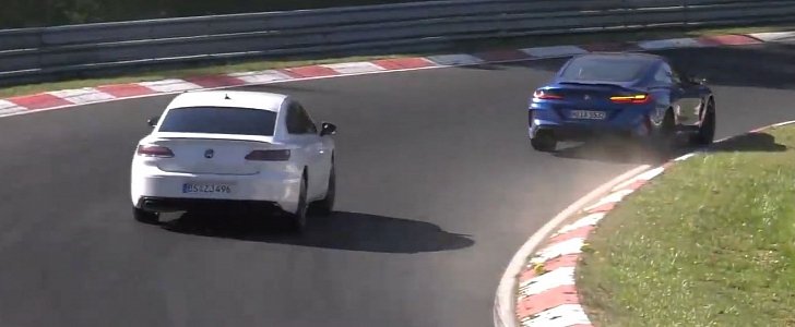 2021 VW Arteon R Sounds Like 2-Liter Nothing as It Chases BMW M8 on the 'Ring