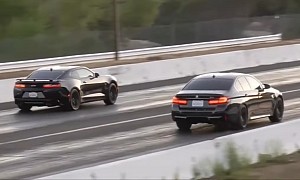 2022 BMW M5 Competition Drags 2018 Chevy Camaro SS, Almost Gets a Spanking