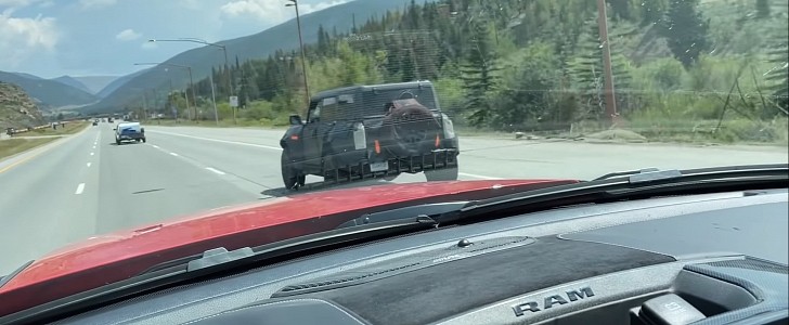 2022 Ford Bronco Raptor / Warthog spotted by 2021 Ram TRX owner carrying motorcycle trailer
