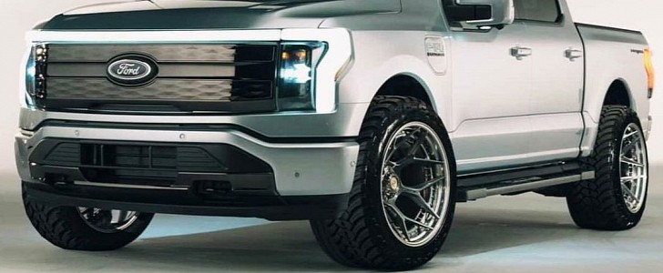2022 Ford F-150 Lightning rendered with 4Play off-road wheels by carlifestyle on Instagram