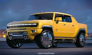 2022 GMC Hummer Imagined as First Donk EV on 30-Inch Chrome Wheels