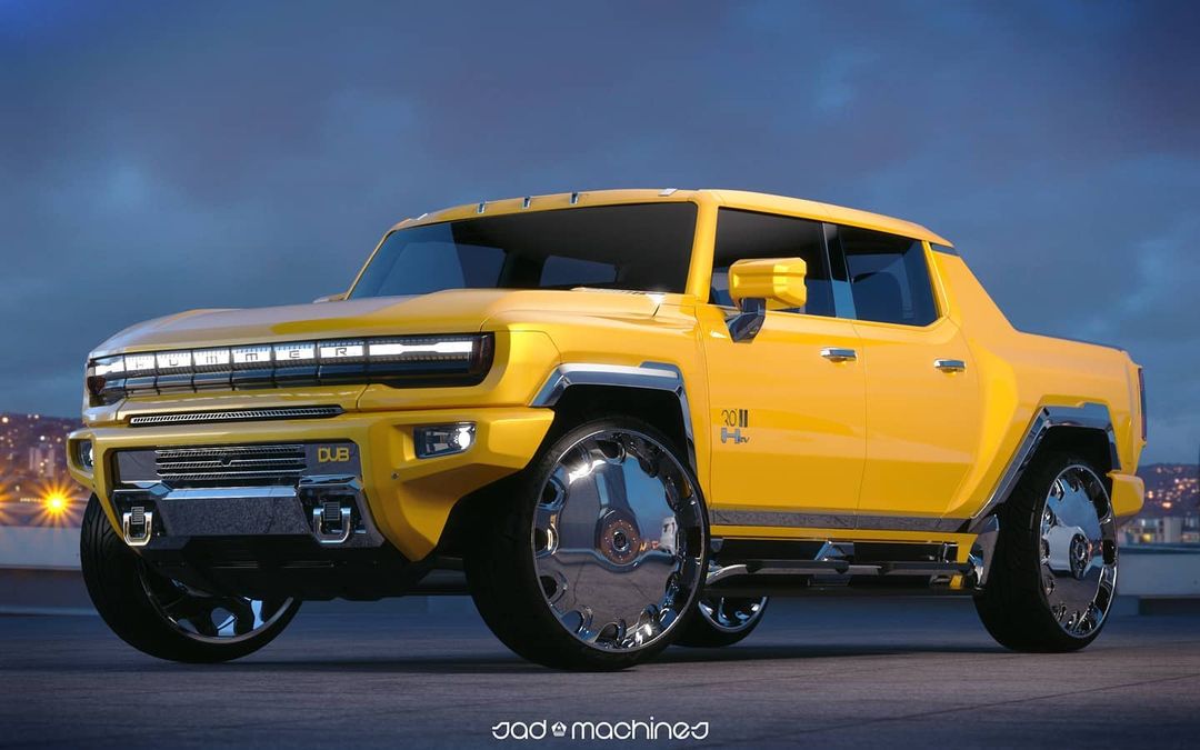 2022 GMC Hummer Imagined as First Donk EV on 30-Inch Chrome Wheels - autoevolution