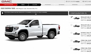 2022 GMC Sierra 1500 Configurator Goes Live, Facelifted Truck Starts at $33,300