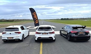 2022 Golf R Destroys BMW and Mercedes-AMG Hot Hatches in Wet Drag Race