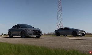 2022 Infiniti Q60 Red Sport Drags Chevy Camaro LT1, and It's Not That Close