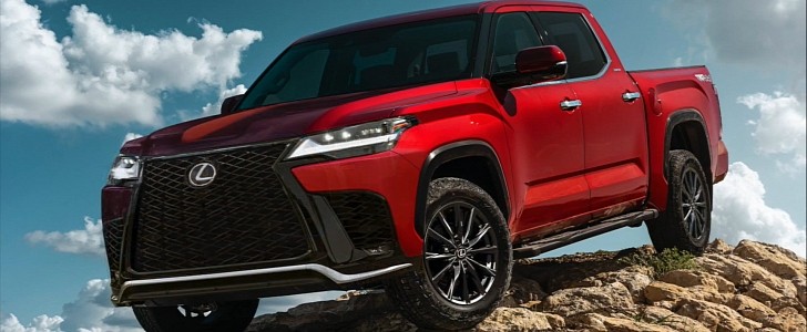 2022 Lexus LX turns Toyota Tundra into TX pickup truck rendering by theottle
