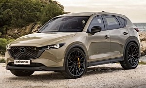 2022 Mazda CX-5 Rendered With Black Accents, Lowered Suspension and Custom Wheels