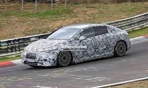 2022 Mercedes-Benz EQE Prototype Looks Like It’s Floating Over the Nurburgring