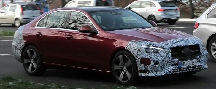 2022 Mercedes C-Class Spied With Production Red Paint, Debut Is Close
