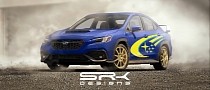2022 Subaru WRX STI Imagined With Rally-Inspired Blue Paint and Gold Wheels