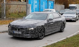 2023 BMW i7 Prototype Gets Compared With Mercedes EQS, Tesla Model Y and Xpeng P7
