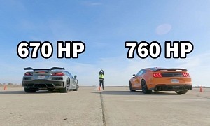 2023 Chevrolet Corvette Z06 Drag Races Ford Mustang Shelby GT500, No Spoilers Needed