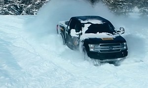 2023 Ford F-150 Electric Shows Independent Rear Suspension While Snow Drifting