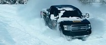2023 Ford F-150 Electric Shows Independent Rear Suspension While Snow Drifting
