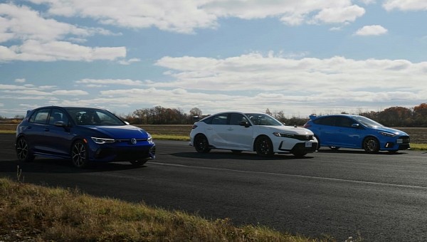 2023 Honda Civic Type R races Ford Focus RS and Volkswagen Golf R