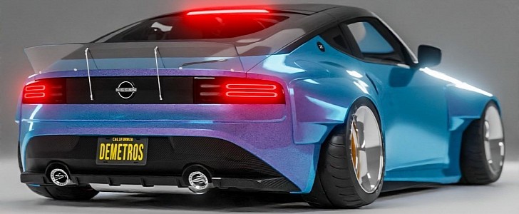 2023 Nissan Z Transparent spoiler slammed widebody rendering by demetr0s_designs