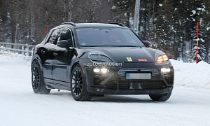 2023 Porsche Macan EV Spied Yet Again, Snow Hides Its Fake Exhaust Ornaments