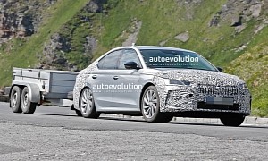2023 Skoda Octavia Facelift Spied for the First Time, It Was Towing Its Heart Out