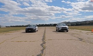 2023 Toyota RAV4 Prime Drags and Rolls V8 Charger 'Cop Car,' Someone Bites the Dust