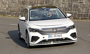 2023 Volkswagen Electric Sedan Spied Again With Mule Body