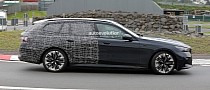 2024 BMW i5 Touring Spied With Less Camouflage Testing at the Nurburgring