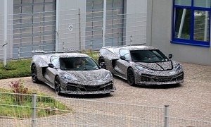 2024 Chevrolet Corvette E-Ray Prototype Spied Together With Z06 Mule